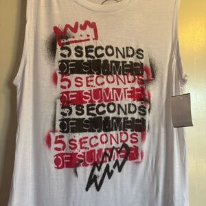 5 Seconds of Summer Graphic Tank Top with Red and Black Design